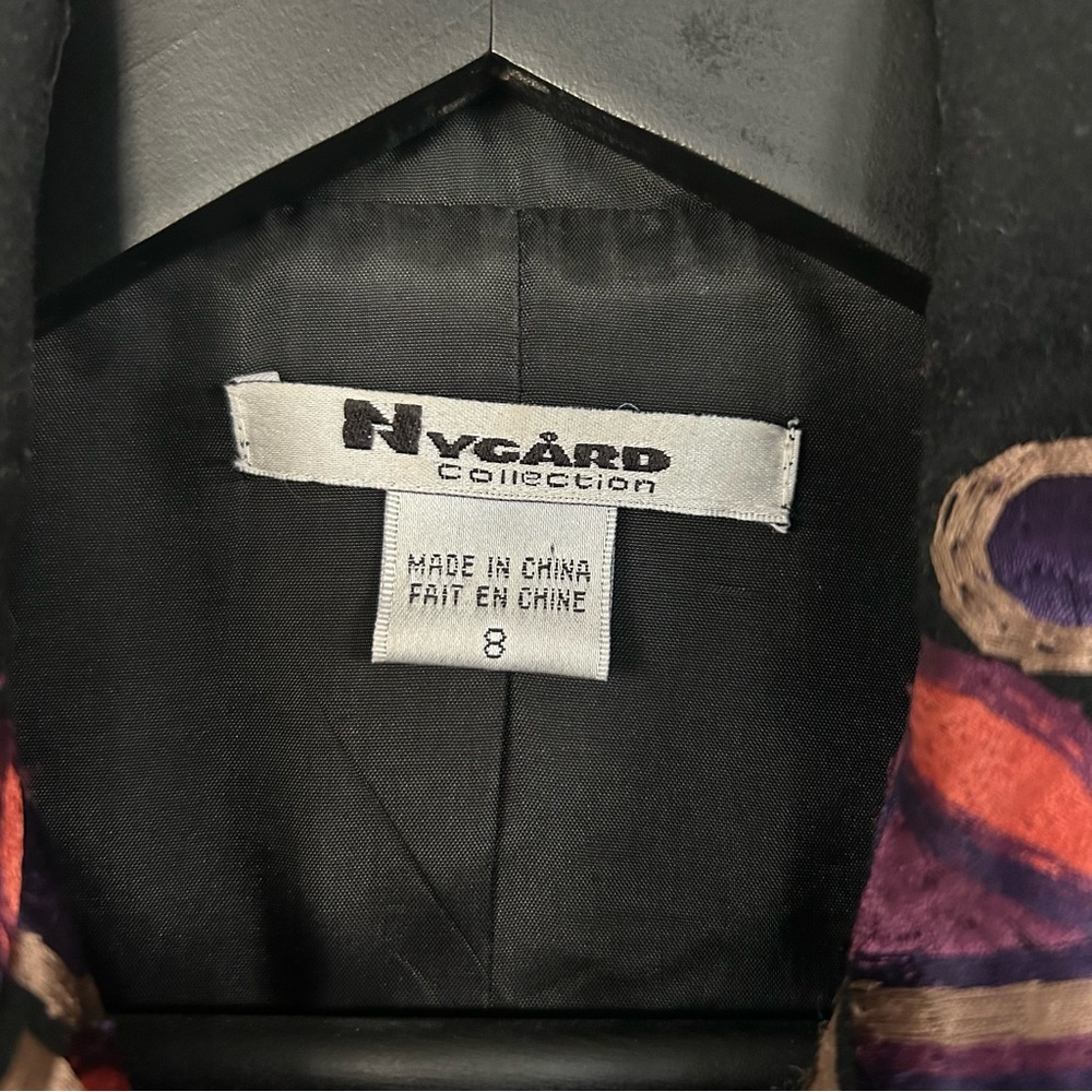 Nygard Collection Wool-Blend Car Coat Black Floral Embroidered Sz 8 EUC - Picture 3 of 10